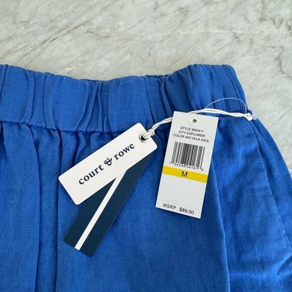 Court & Rowe 100% linen pencil skirt in villa azul size M NWT elastic waist - Picture 5 of 10